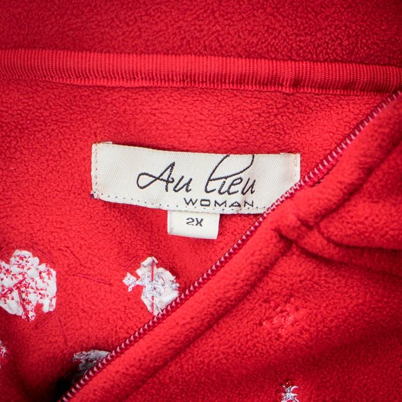NWOT Red fleece beaded and embroidered jacket - 2X - Picture 6 of 6